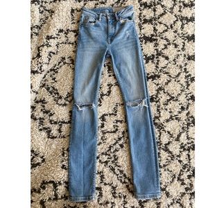 AllSaints Stilt Light Wash Skinny Jeans Size 24 with Knee Rips